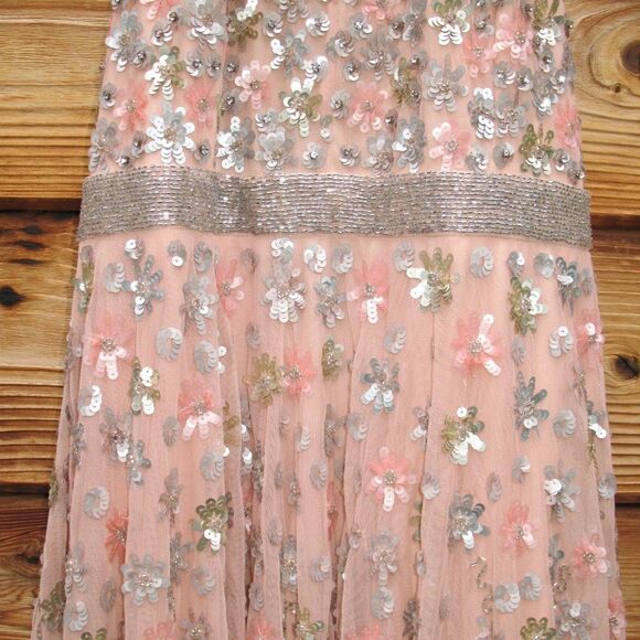 Mac Duggal 5654  Womens Blush Halter Back Floral Embellished Gown Dresss - Picture 8 of 16